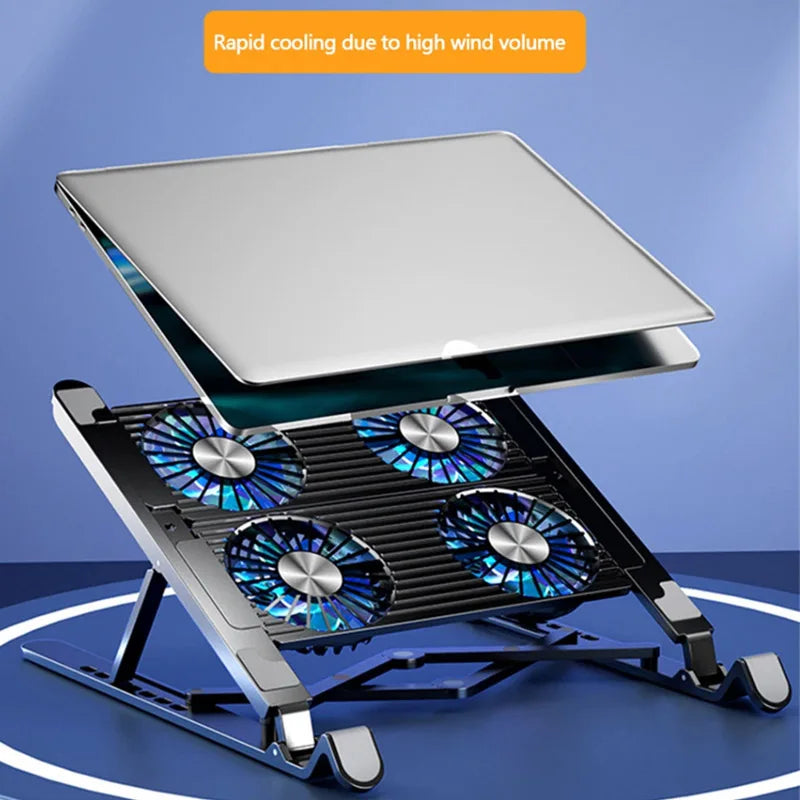 Foldable Laptop Cooler Stand Adjustable Cooling Pad with 4 Fans