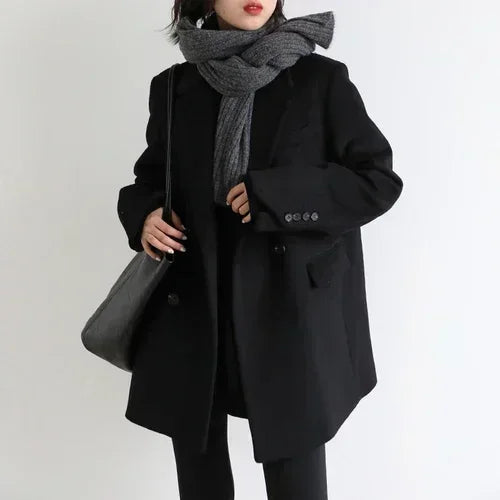 Women’s Wool Blend Coat – Thick Warm Overcoat