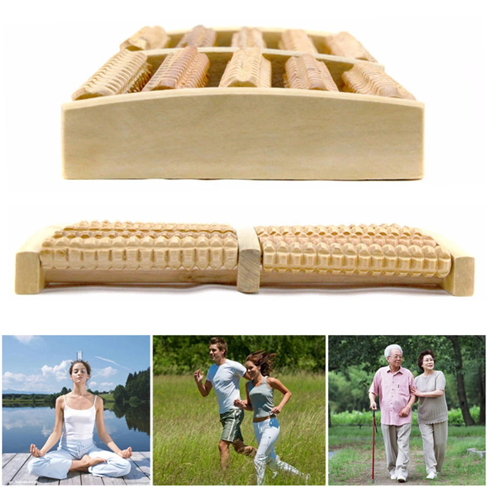 Wooden Foot Roller Massage Reflexology Tool