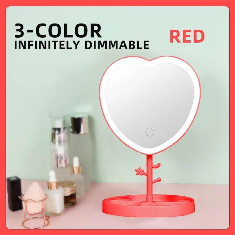 1200mAh LED Makeup Mirror with 3 Color Light & Storage