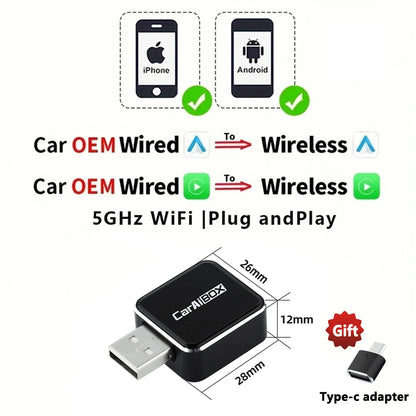 CarAIBOX 2in1 Wireless CarPlay Dongle Wireless Android Auto Box For Car Radio with Wired CarPlay