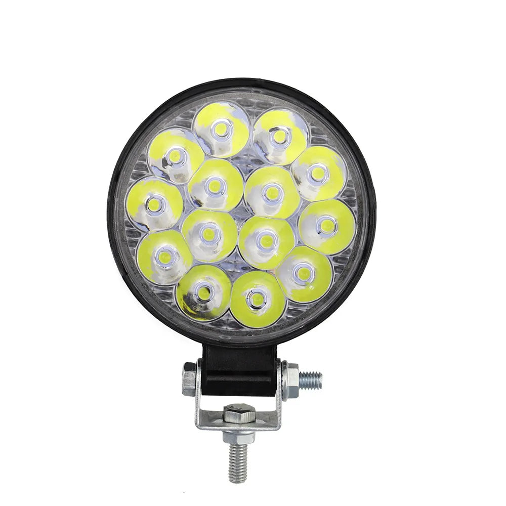 42W 14LED 48W 16SMD Work Light LED Car Front Fog Light 12V 24V Truck SUV 4X4 4WD Engineering Headlights Off-road Round Headlamp