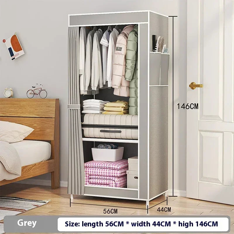 High-Capacity Fabric Wardrobe Simple Assembly Standing Storage