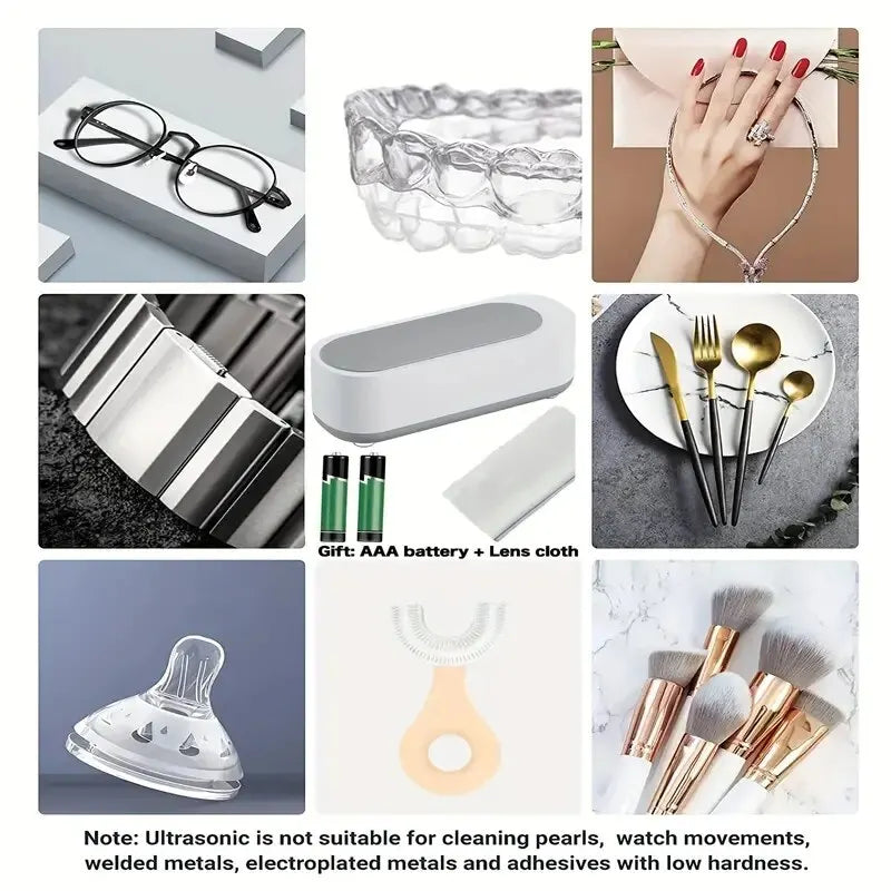 Portable Eyeglass Jewelry Watch Cleaner Vibration Mini Washing Machine