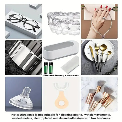 Portable Eyeglass Jewelry Watch Cleaner Vibration Mini Washing Machine