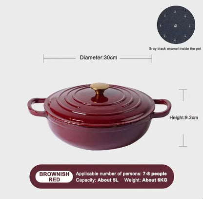 Modern Kitchen Accessories Enamel Cast Iron Shallow Pot Cooking Utensils Round Casserole with Lid