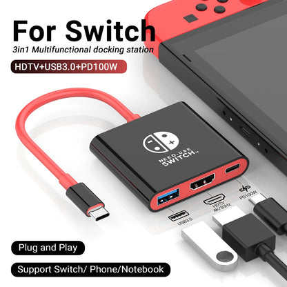 Portable Nintendo Switch Docking Station TYPE-C Hub with HDMI USB