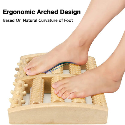 Wooden Foot Roller Massage Reflexology Tool