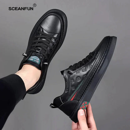 2024 spring MEN'S elevator shoes men luxury loafers white soft leather moccasins height increased 5cm taller shoes man sneakers