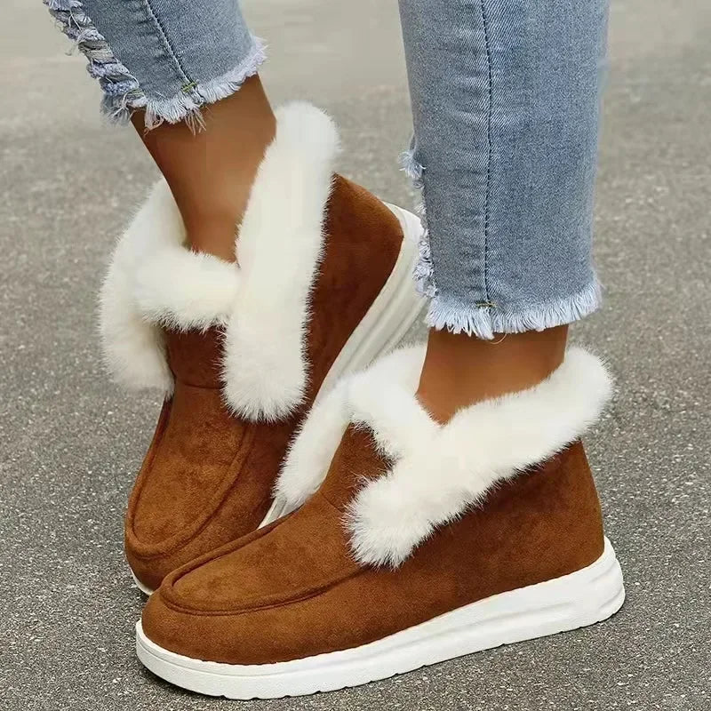 Winter Plush Fur Slip-On Ankle Boots