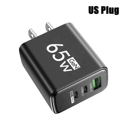 65W GaN Fast USB Type C Charger for iPhone Samsung