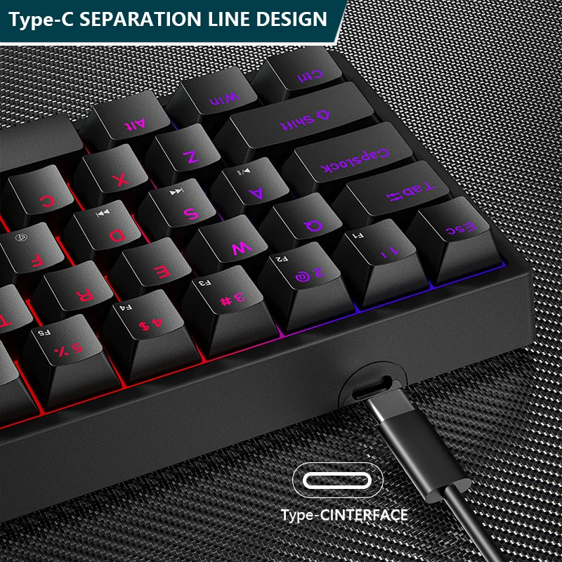 K620 Mini 61 Keys RGB Mechanical Gaming Keyboard with Hotswap