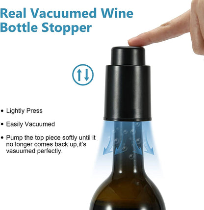 Reusable Wine Bottle Stoppers, Vacuum Pump Wine Preserver Fresh Saver