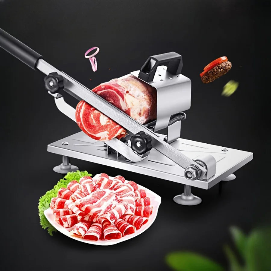 Manual Frozen Meat Slicer, Adjustable Thickness Cutter for Meat, Vegetables