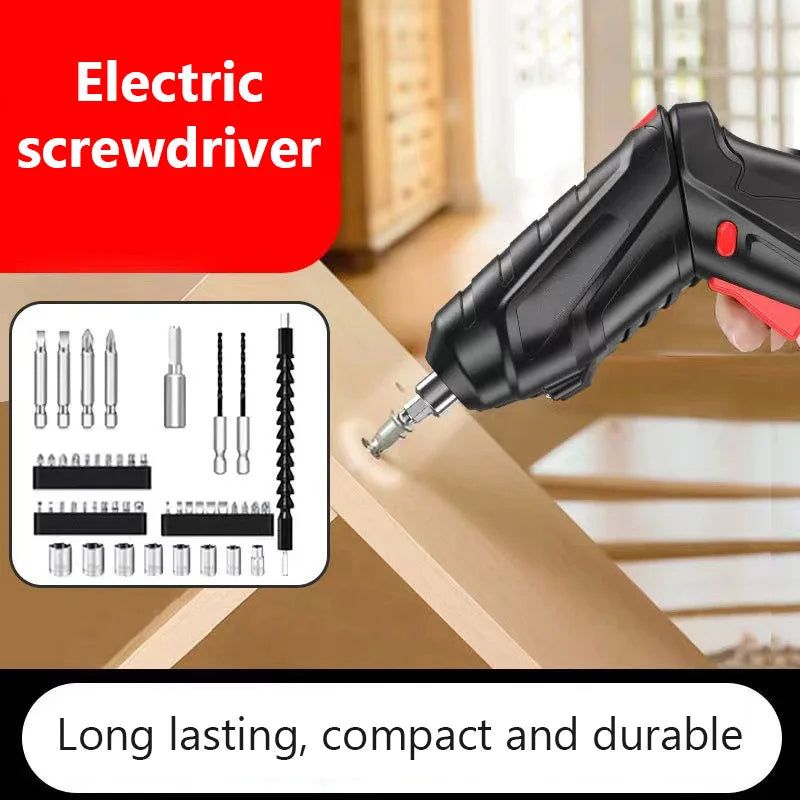 Cordless Electric Screwdriver 47-in-1, 90° Rotation, Rechargeable LED Tool