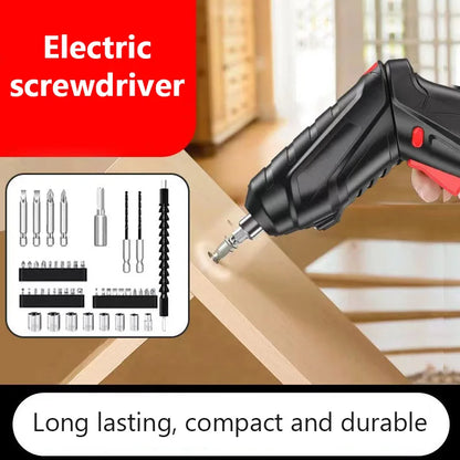 Cordless Electric Screwdriver 47-in-1, 90° Rotation, Rechargeable LED Tool