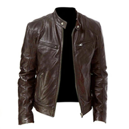 Slim Fit PU Leather Jacket