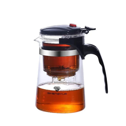 Heat Resistant Glass Teapot with One-Click Filtering Tea Maker