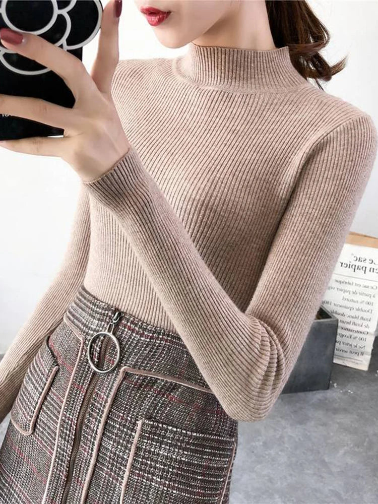 Autumn Winter Mock Neck Women’s Sweater